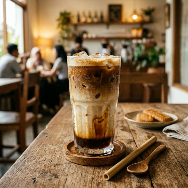 Es Kopi Susu Gula Aren - Menu Lil' Escape Coffee & Eatery Sragen